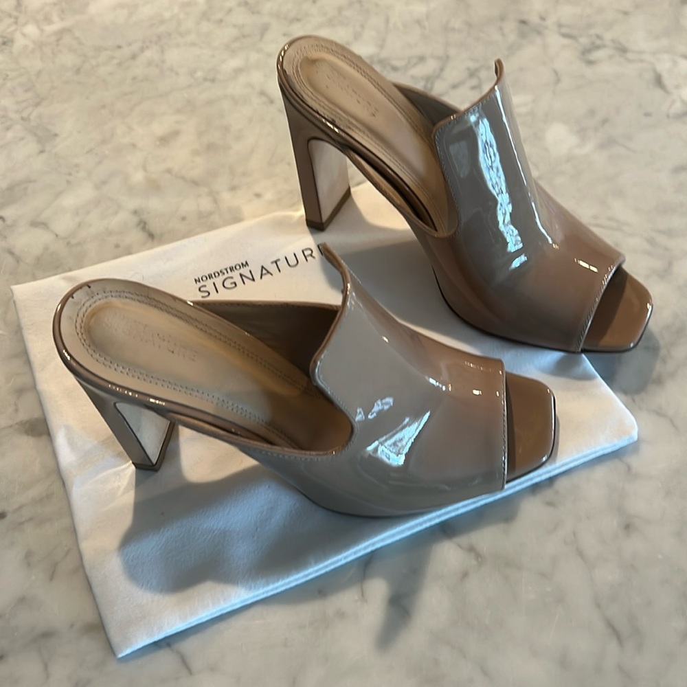 Nordstrom Signature Beige Cream Patent Mule Heels
